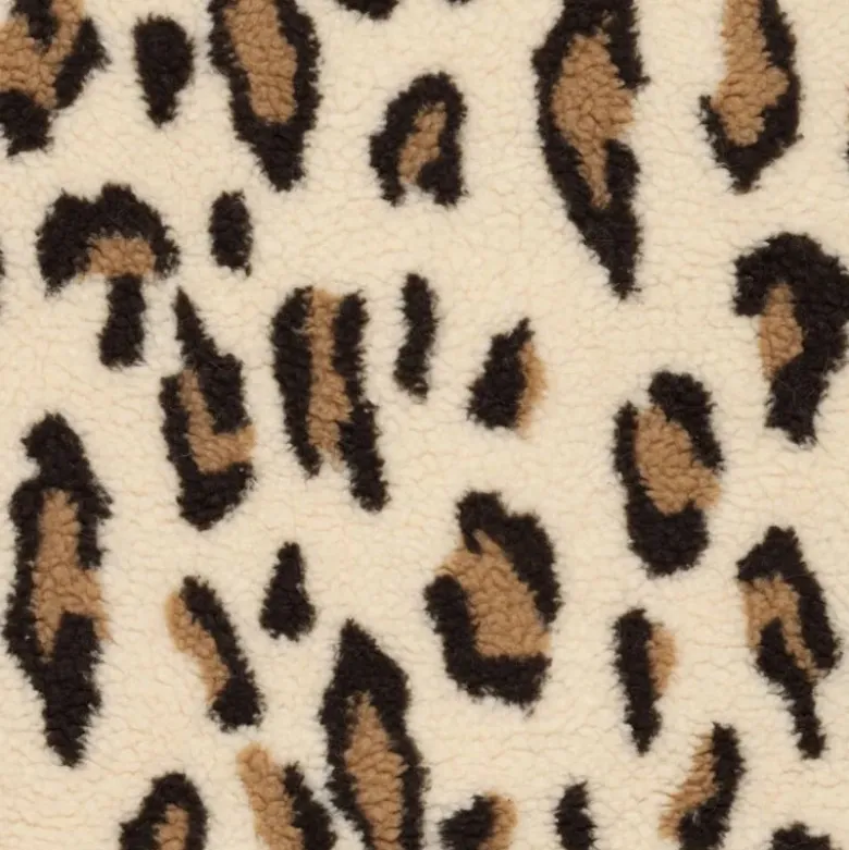 Tissu Fausse Fourrure Sherpa à motif léopard fond écru - OEKO TEX