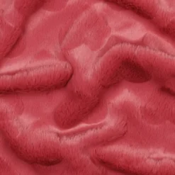 Tissu fausse fourrure structurée motif coeurs - Rose corail