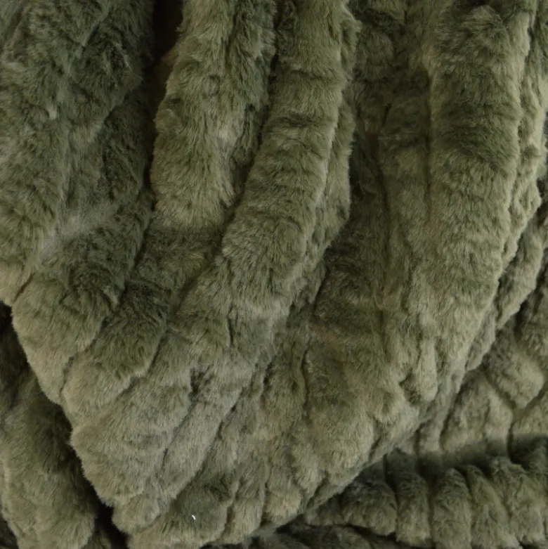 Tissu fausse fourrure structurée Malou - Kaki