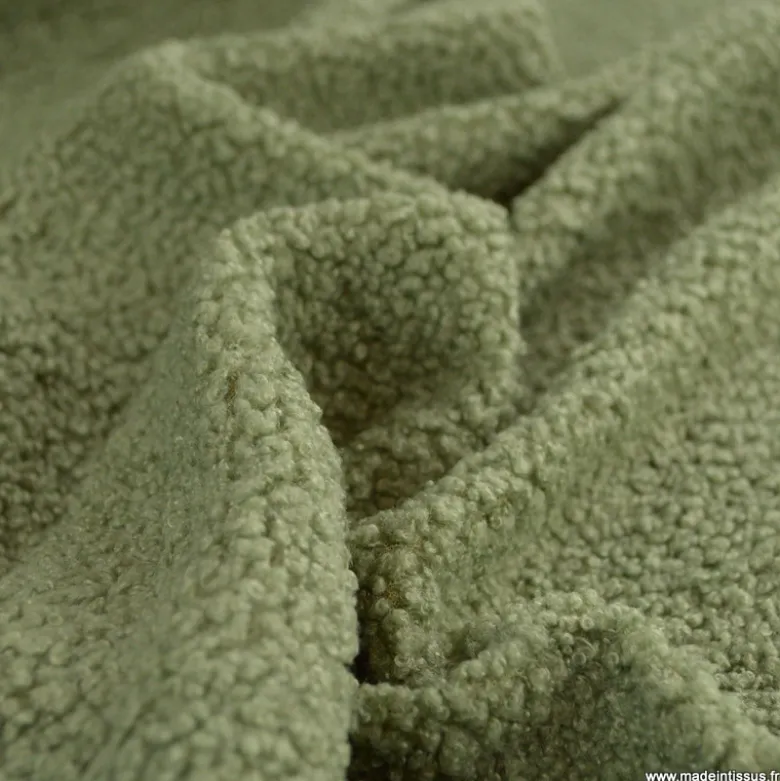Tissu fausse fourrure Teddy Bouclette vert fougère - OEKO TEX