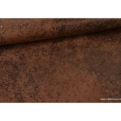 Tissu Faux cuir aspect vieilli marron