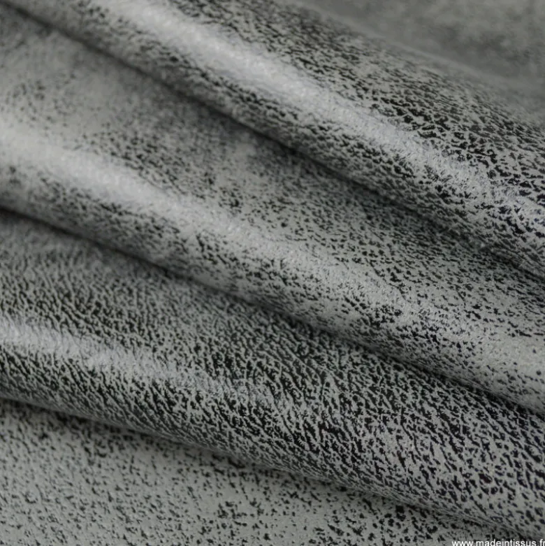 Tissu Faux cuir aspect vieilli Acier
