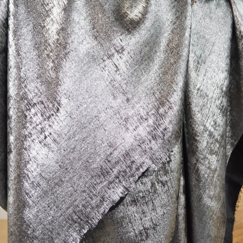 Tissu fluide Irisé - Argent et noir