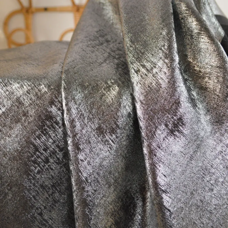 Tissu fluide Irisé - Argent et noir