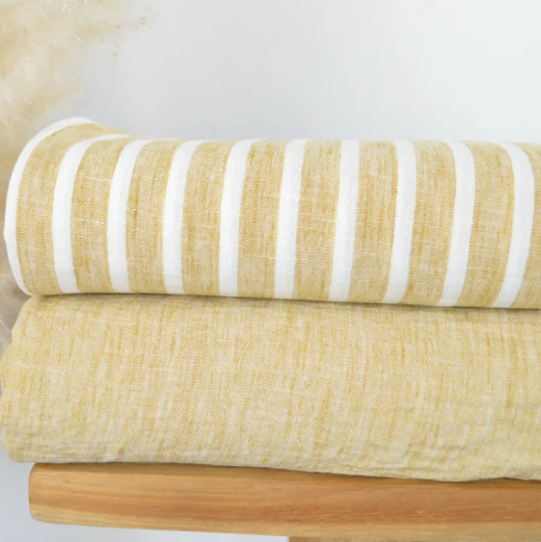 Tissu fluide polyester aspect Lin - Ocre