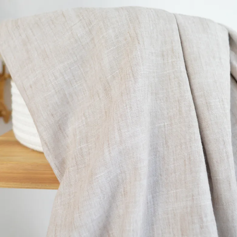 Tissu fluide polyester aspect Lin - Beige