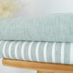 Tissu fluide polyester aspect Lin - vert olive