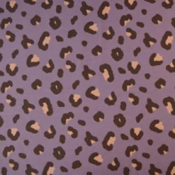 Tissu French Terry coton – Motif léopard fond parme - OEKO TEX