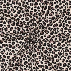 Tissu french terry motifs Léopard fond beige - Poppy