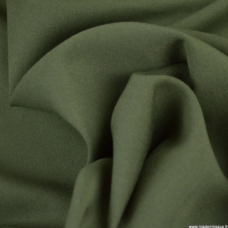 Tissu gabardine bi stretch - Kaki clair
