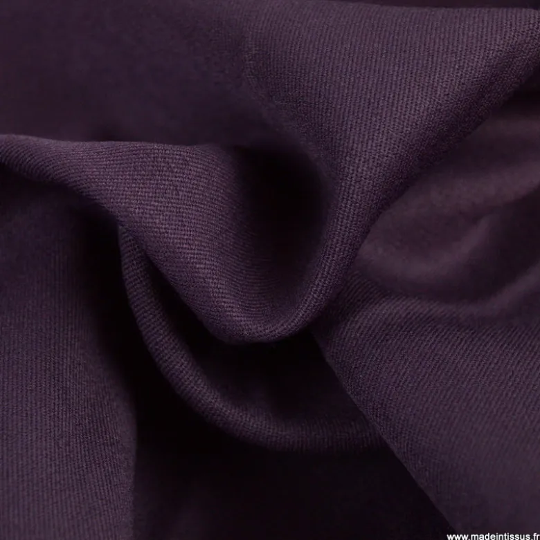 Tissu gabardine bi stretch - Prune