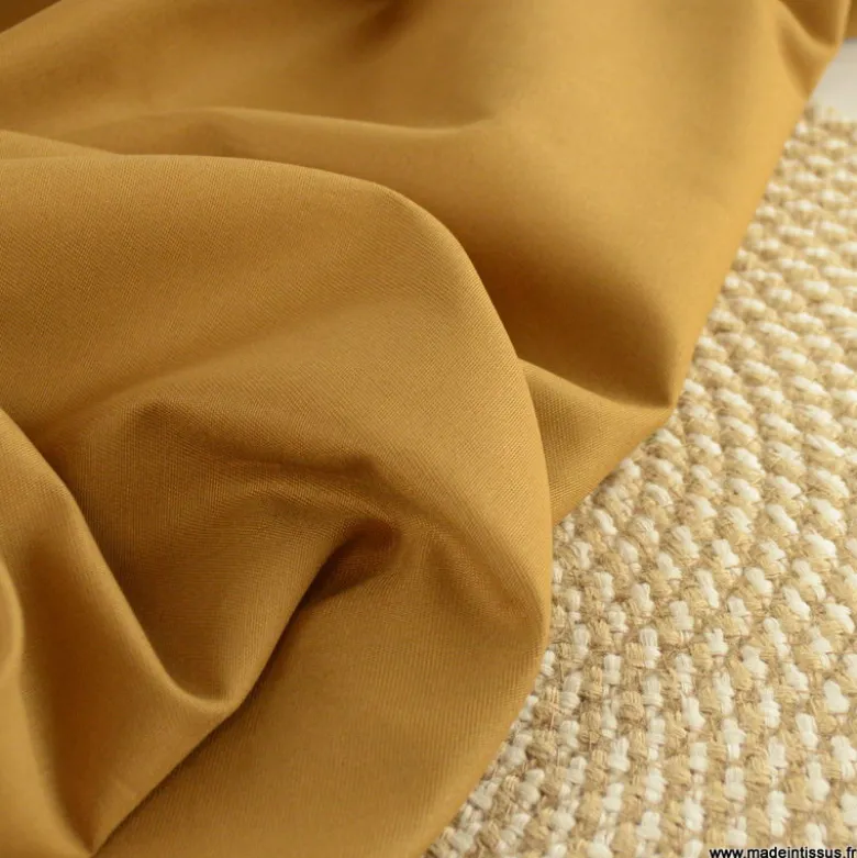 Tissu gabardine de coton coloris Havane - OEKO TEX