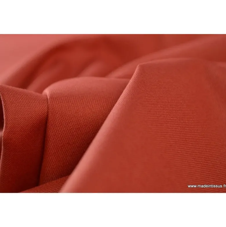 Tissu Gabardine enduite étanche tomette.