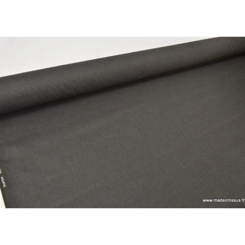 Tissu gabardine polyester viscose enduite étanche anthracite