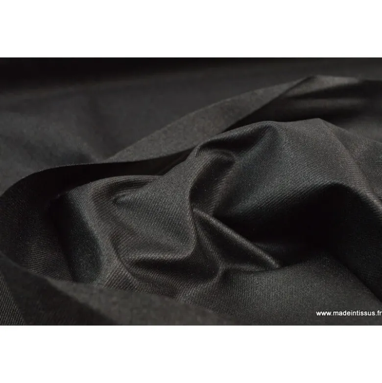 Tissu gabardine polyester viscose enduite étanche anthracite