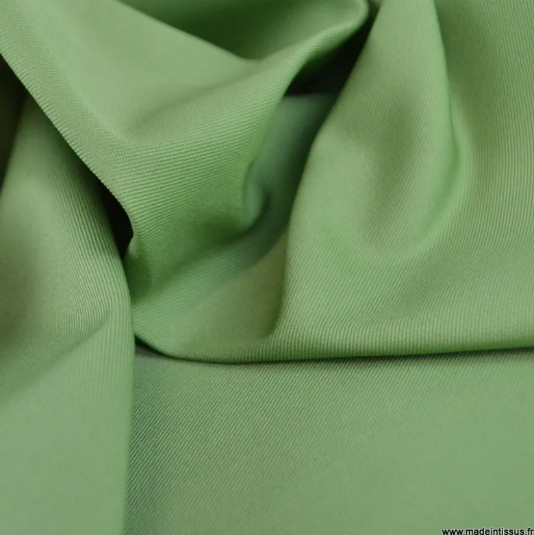 Tissu gabardine sergé coloris amande- OEKO TEX