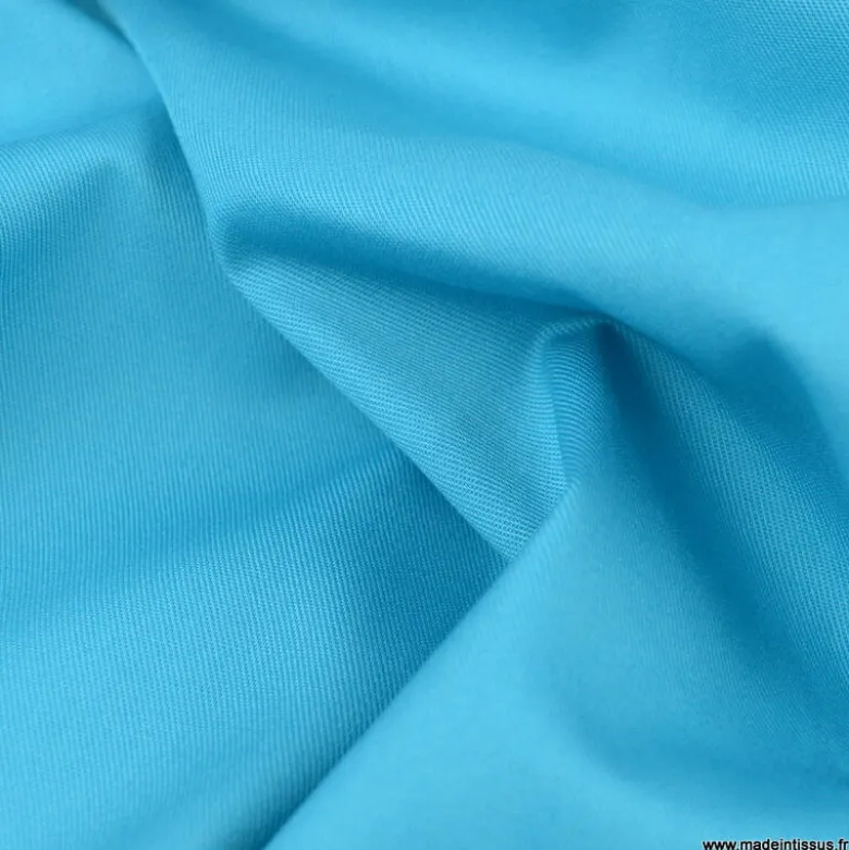 Tissu gabardine sergé coloris Turquoise - OEKO TEX