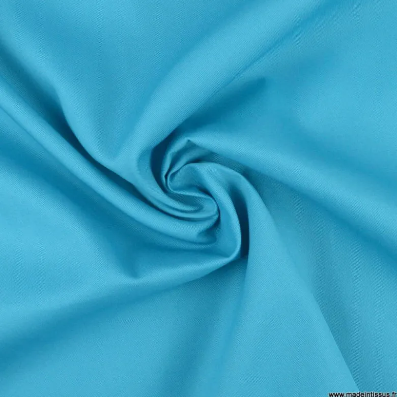 Tissu gabardine sergé coloris Turquoise - OEKO TEX
