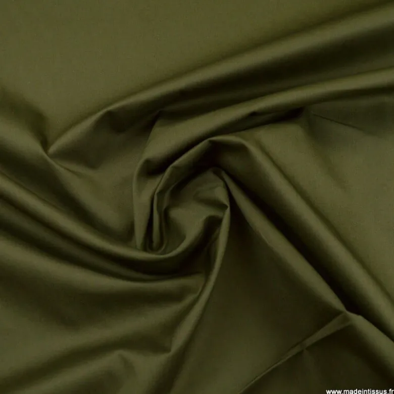Tissu gabardine sergé coloris Kaki foncé - OEKO TEX