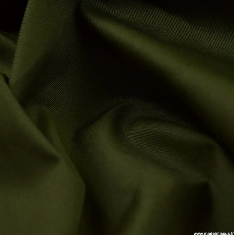 Tissu gabardine sergé coloris Kaki foncé - OEKO TEX
