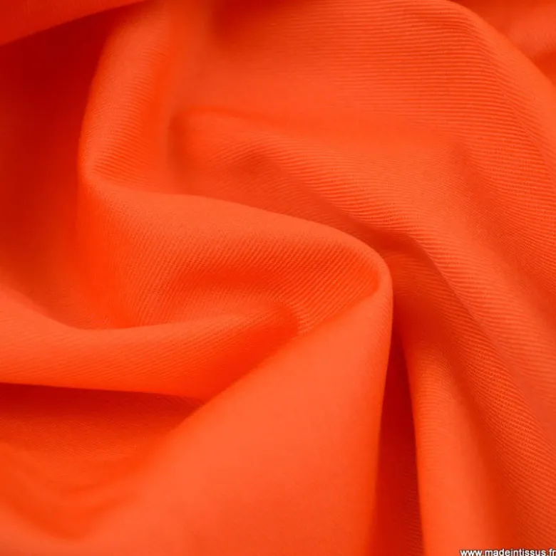 Tissu gabardine sergé coloris Orange - OEKO TEX