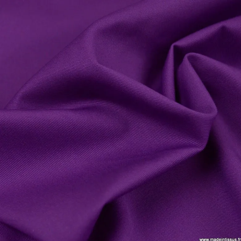 Tissu gabardine sergé coloris Violet - OEKO TEX