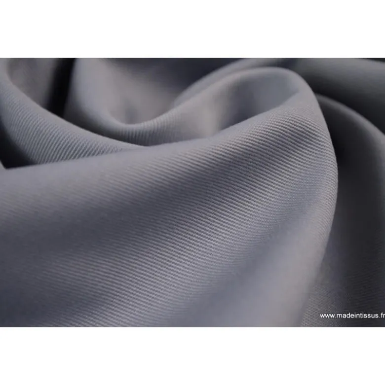 Tissu gabardine sergé coloris Gris souris - OEKO TEX