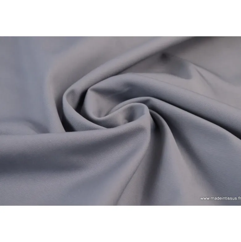 Tissu gabardine sergé coloris Gris souris - OEKO TEX