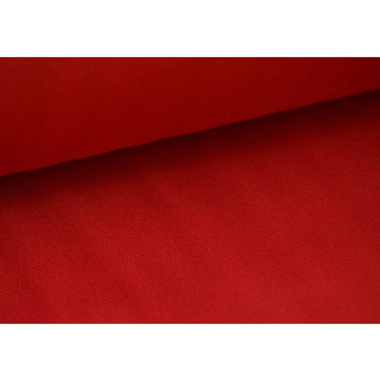 Tissu gabardine sergé coloris rouge - OEKO TEX