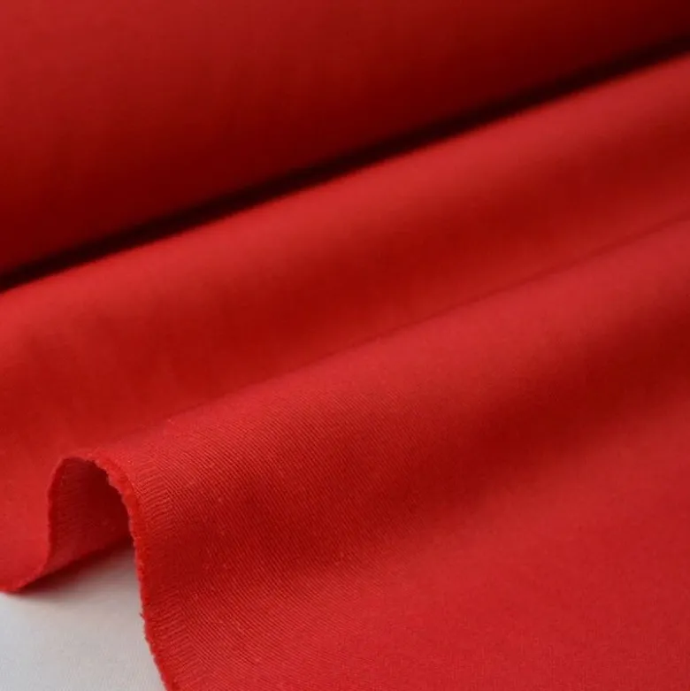Tissu gabardine sergé coloris rouge - OEKO TEX