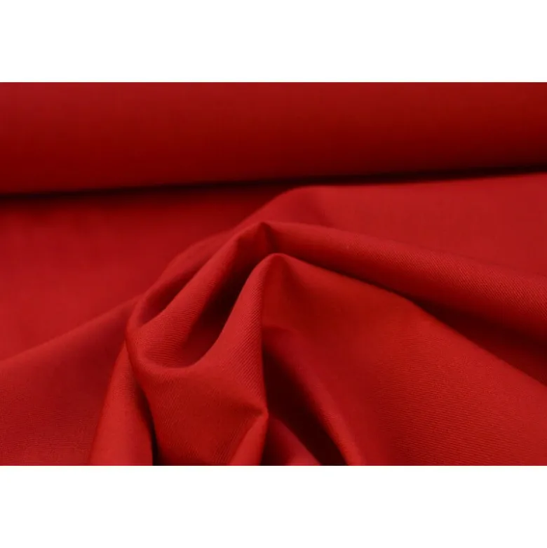Tissu gabardine sergé coloris rouge - OEKO TEX
