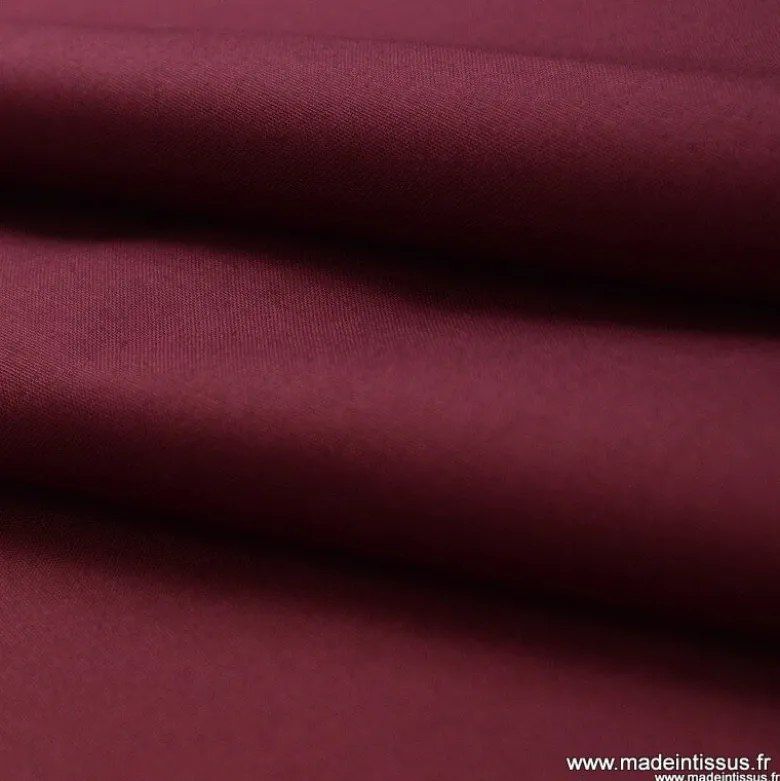 Tissu gabardine sergé polyester coton coloris bordeaux - OEKO TEX