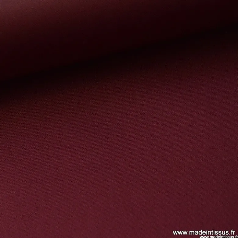 Tissu gabardine sergé polyester coton coloris bordeaux - OEKO TEX