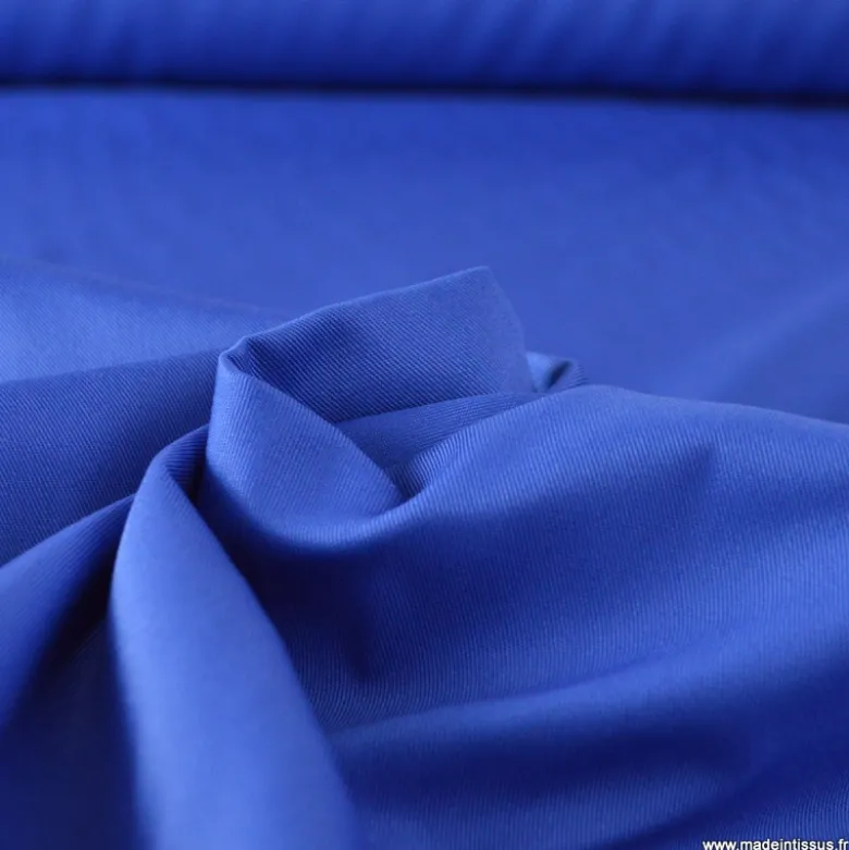 Tissu gabardine sergé polyester coton coloris Bleu roi - OEKO TEX