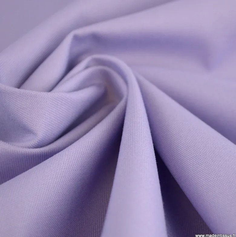 Tissu gabardine sergé polyester coton coloris Parme - OEKO TEX