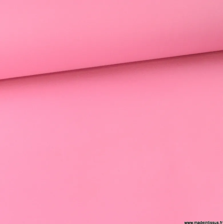 Tissu gabardine sergé polyester coton coloris Rose bonbon - OEKO TEX