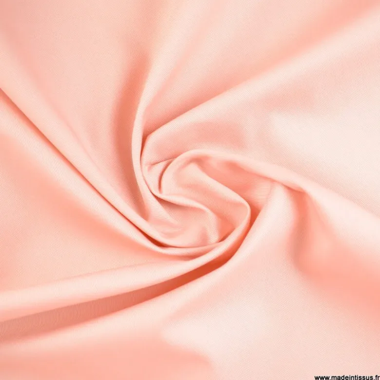 Tissu gabardine sergé polyester coton coloris Rose poudré - OEKO TEX