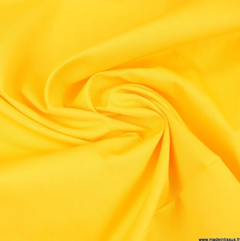 Tissu gabardine sergé polyester coton coloris Jaune - OEKO TEX