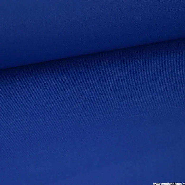Tissu gabardine sergé polyester coton coloris bleu royal - OEKO TEX