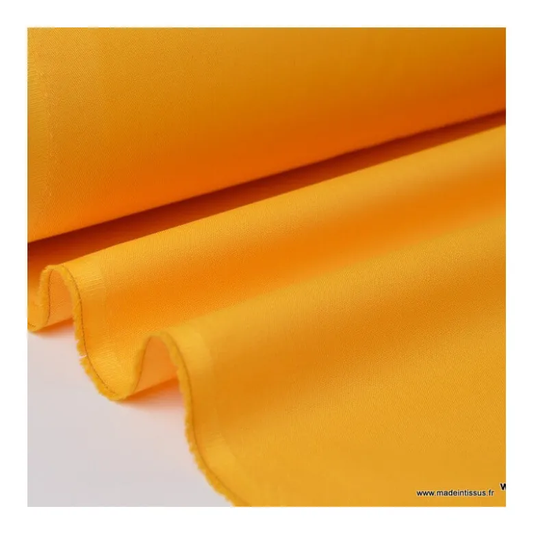 Tissu gabardine sergé polyester coton coloris Bouton d'Or - OEKO TEX