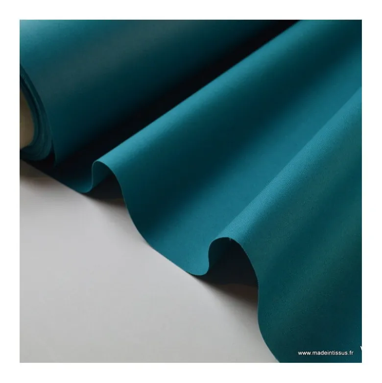 Tissu gabardine sergé polyester coton coloris émeraude - OEKO TEX