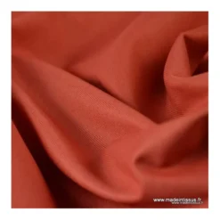 Tissu gabardine sergé polyester coton coloris tomette - OEKO TEX