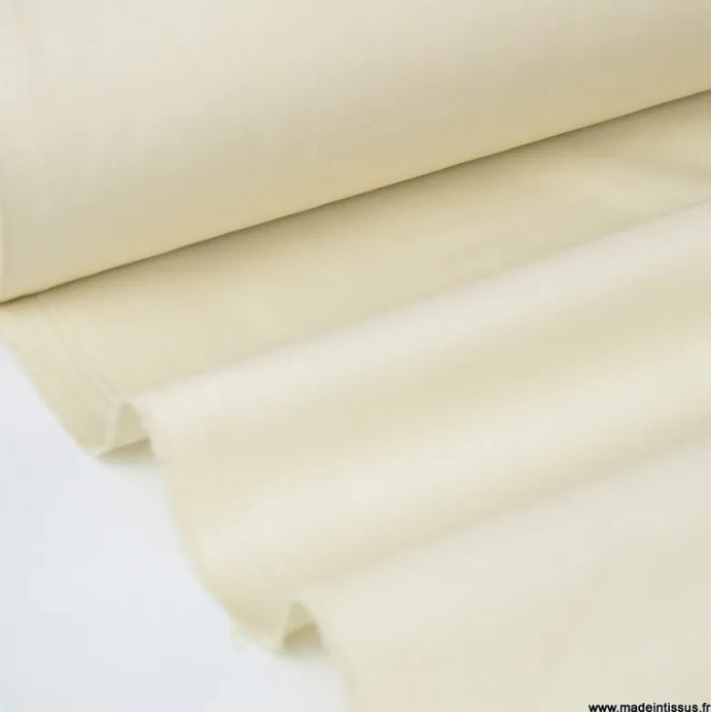 Tissu gabardine sergé polyester coton coloris écru - OEKO TEX