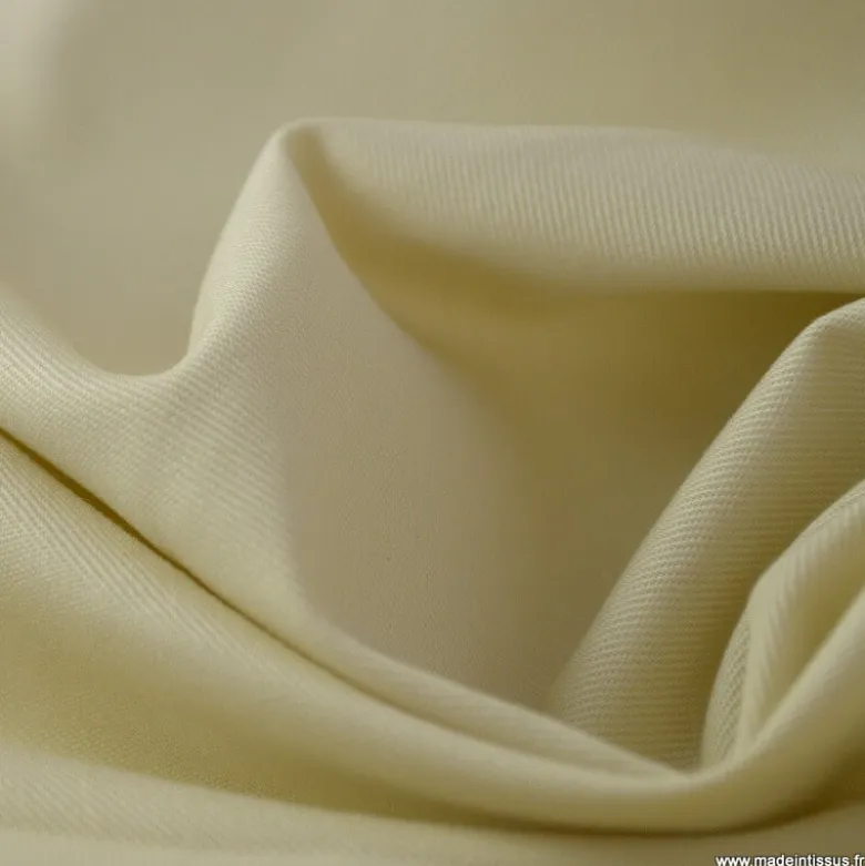 Tissu gabardine sergé polyester coton coloris écru - OEKO TEX