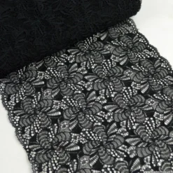 Tissu Galon dentelle élasthanne Sylvie coloris Noir