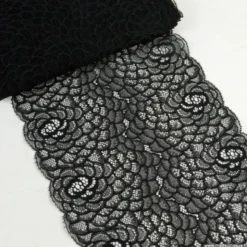 Tissu Galon dentelle élasthanne Rachel coloris Noir