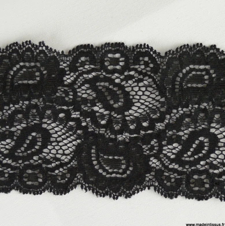 Tissu Galon dentelle Lisa lycra noir 7,5cm