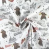 Tissu Harry Potter motif Haggrid, train et Poudlard fond blanc