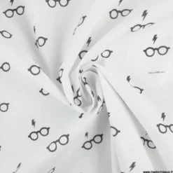 Tissu Harry Potter motifs lunettes et cicatrice de Harry