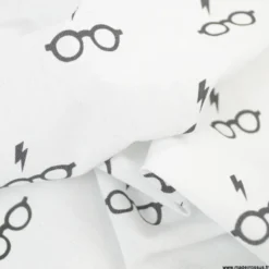 Tissu Harry Potter motifs lunettes et cicatrice de Harry